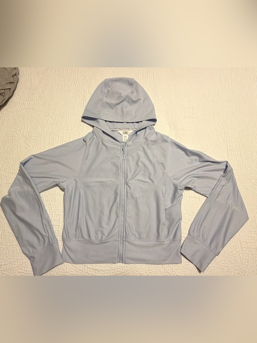 Athleta Girls Light Blue Hooded Zip-Up Jacket